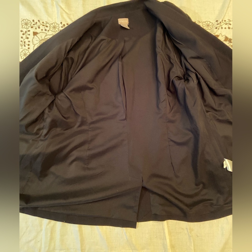 EUC  Chicos Lightweight Ruched Sleeves Blazer Size 1 (L) - Picture 5 of 9
